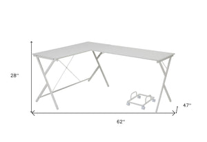 Homeroots 62" White L Shape Computer Desk   491520