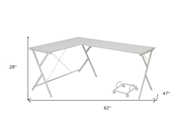 Homeroots 62" White L Shape Computer Desk   491520