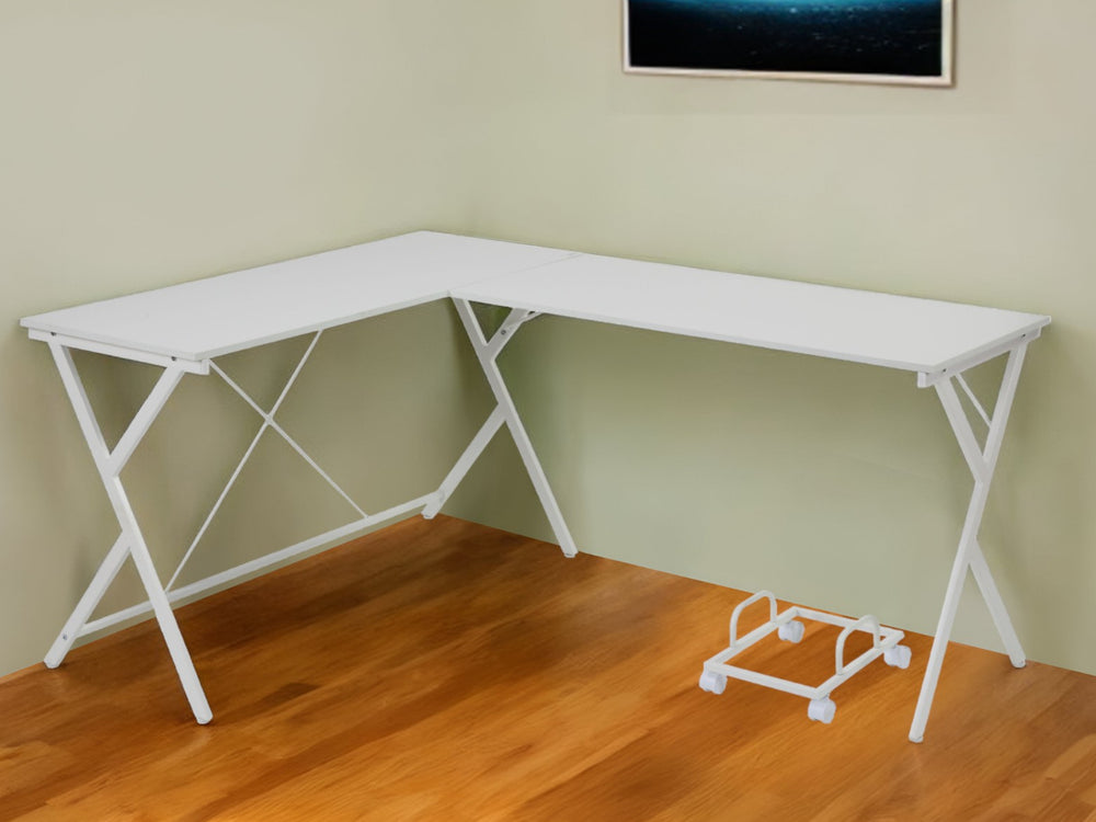 Homeroots 62" White L Shape Computer Desk   491520
