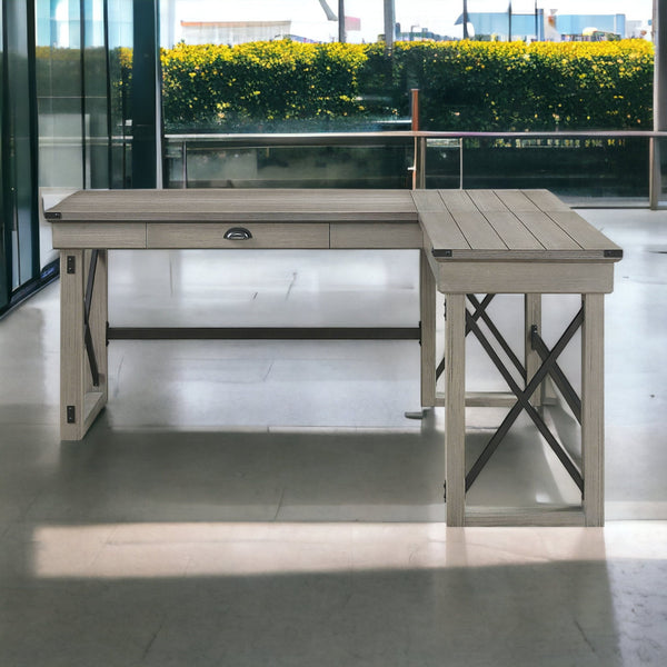 Homeroots 67" Brown L Shape Writing Desk   491523