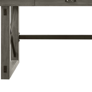 Homeroots 67" White And Gray Marble L Shape Writing Desk   491526