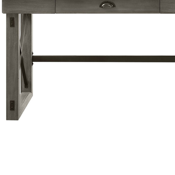 Homeroots 67" White And Gray Marble L Shape Writing Desk   491526