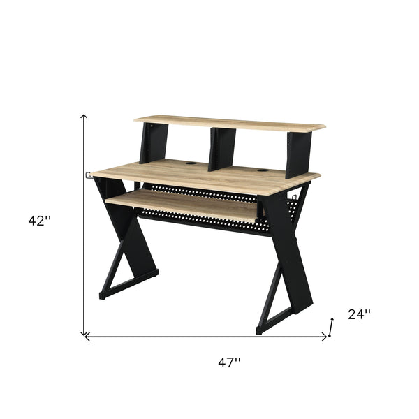 Homeroots 47" Natural And Black Music Desk   491538