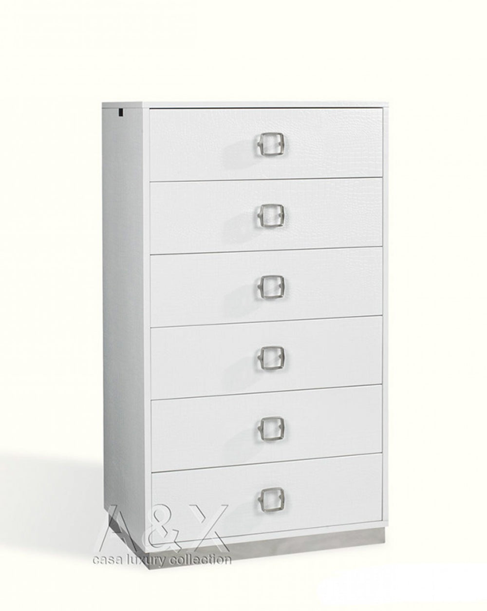 Homeroots 32" White Manufactured Wood + Solid Wood Stainless Steel Six Drawer Chest  Solid And Manufactured Wood 491543