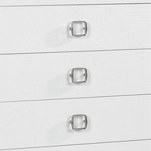 Homeroots 32" White Manufactured Wood + Solid Wood Stainless Steel Six Drawer Chest  Solid And Manufactured Wood 491543