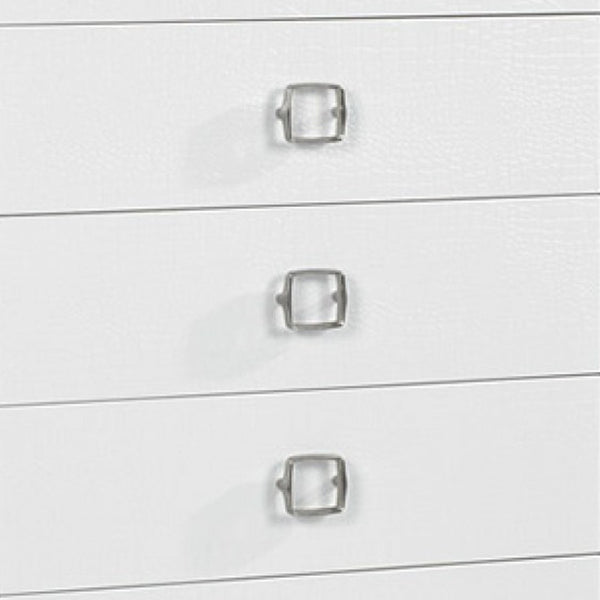 Homeroots 32" White Manufactured Wood + Solid Wood Stainless Steel Six Drawer Chest  Solid And Manufactured Wood 491543