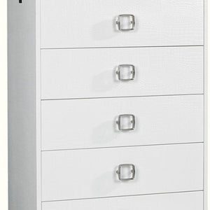 Homeroots 32" White Manufactured Wood + Solid Wood Stainless Steel Six Drawer Chest  Solid And Manufactured Wood 491543