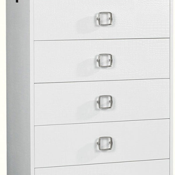 Homeroots 32" White Manufactured Wood + Solid Wood Stainless Steel Six Drawer Chest  Solid And Manufactured Wood 491543