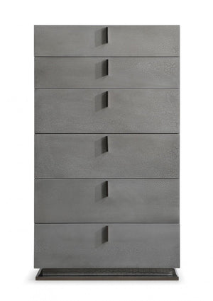 Homeroots 30" Grey Manufactured Wood + Solid Wood Stainless Steel Six Drawer Chest  Solid And Manufactured Wood 491544