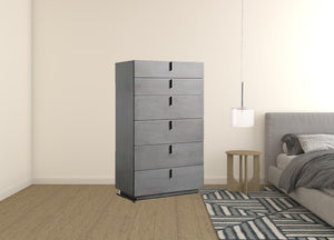 Homeroots 30" Grey Manufactured Wood + Solid Wood Stainless Steel Six Drawer Chest  Solid And Manufactured Wood 491544