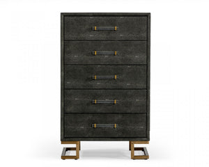 Homeroots 28" Grey Manufactured Wood + Solid Wood Stainless Steel Five Drawer Chest  Solid And Manufactured Wood 491546