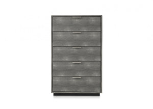 Homeroots 30" Grey Manufactured Wood + Solid Wood And Stainless Steel Five Drawer Chest  Solid And Manufactured Wood 491548