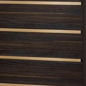 HomeRoots 33" Stylish Dark Brown & White Marble 5-Drawer Chest with Stainless Steel Accents for Modern Spaces 491550