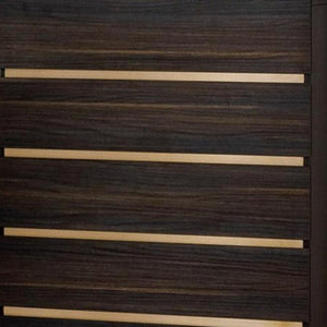 HomeRoots 33" Stylish Dark Brown & White Marble 5-Drawer Chest with Stainless Steel Accents for Modern Spaces 491550
