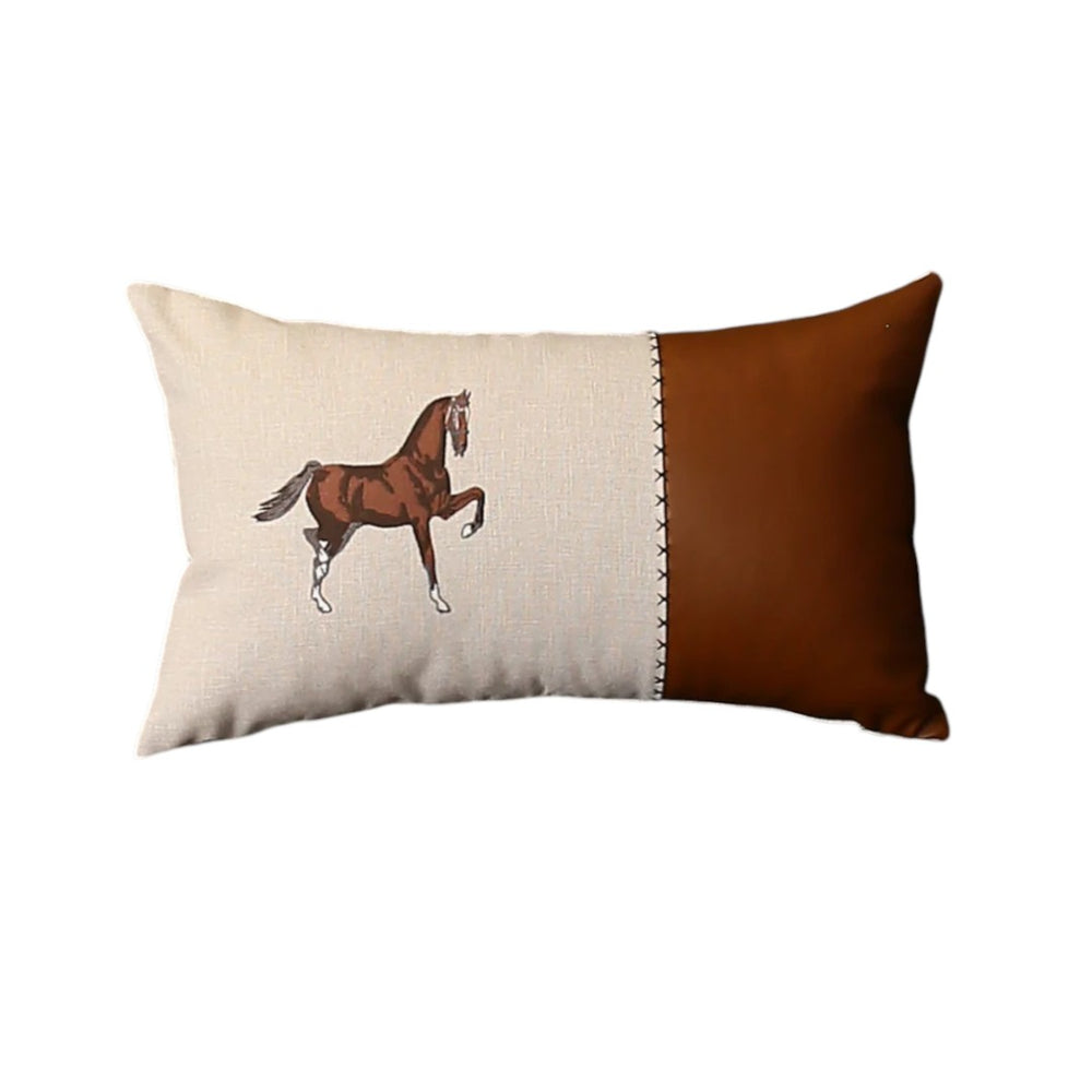 HomeRoots Set of Four Beige & Brown Color Block Lumbar Pillows with Embroidery for Stylish Home Decor 491570