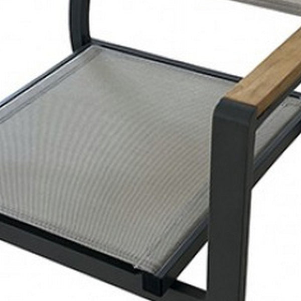 English Elm Ankia Outdoor Armchair with Teak Wood Accents and Powder Coated Aluminum Frame B056P416839
