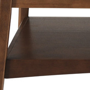 HomeRoots 48" Modern Walnut Coffee Table with White Sintered Stone Top & Lower Shelf for Stylish Storage 491578