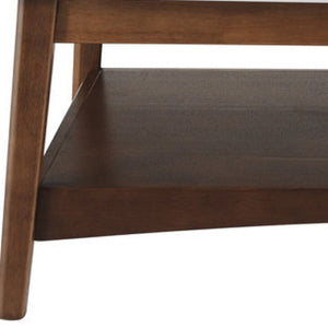 HomeRoots 48" Modern Walnut Coffee Table with White Sintered Stone Top & Lower Shelf for Stylish Storage 491578