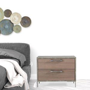 Homeroots 20" Brown Oak And Gray Two Drawer Nightstand   491580