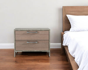 HomeRoots 20" Stylish Two-Drawer Nightstand in Brown and Gray – Modern Wood Design for Bedroom & Beyond 491580