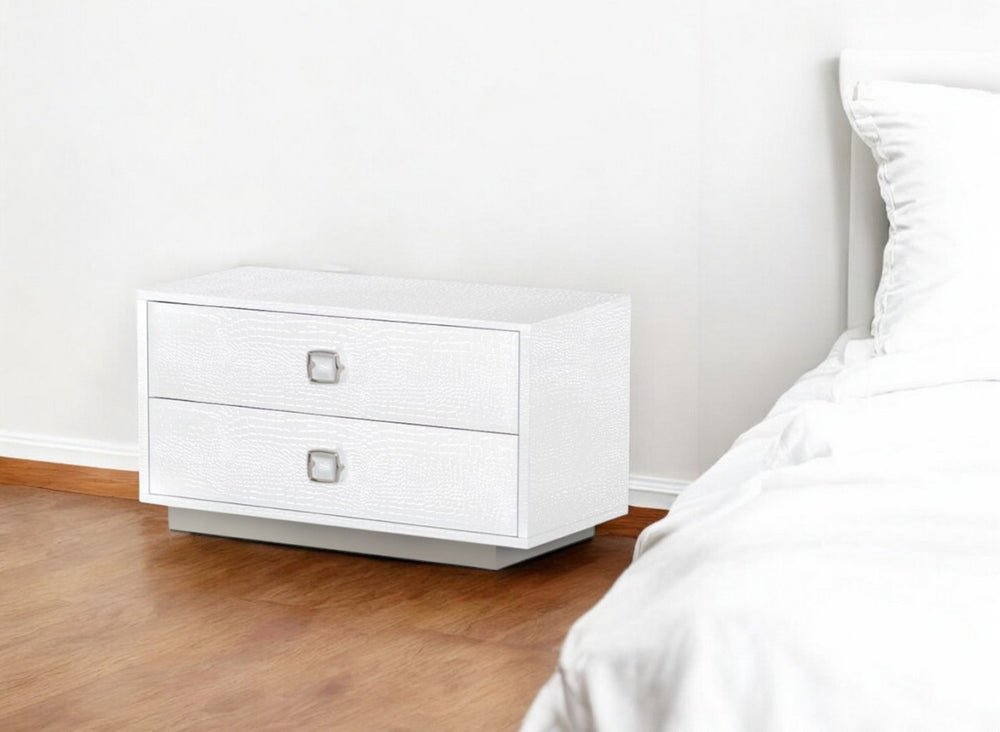 HomeRoots 19" Elegant White Two-Drawer Nightstand with Soft-Close Storage for Modern Home Decor & Style 491582