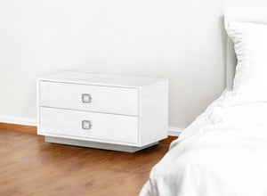 HomeRoots 19" Elegant White Two-Drawer Nightstand with Soft-Close Storage for Modern Home Decor & Style 491582
