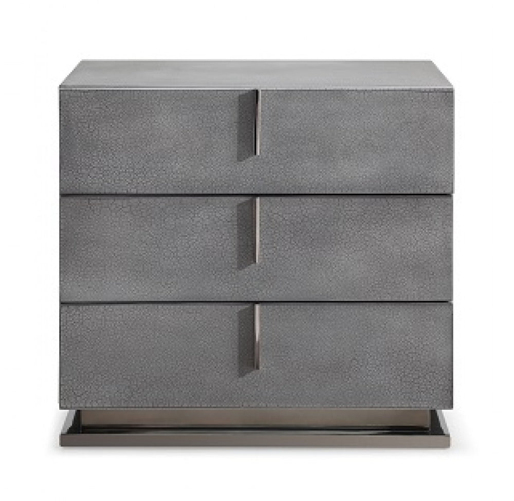 Homeroots 22" Gray Crackle Finish Three Drawer Nightstand   491583