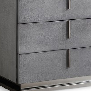 Homeroots 22" Gray Crackle Finish Three Drawer Nightstand   491583