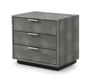 Homeroots 22" Gray Shagreen Three Drawer Nightstand   491584