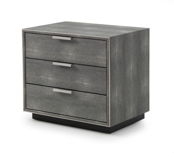 Homeroots 22" Gray Shagreen Three Drawer Nightstand   491584