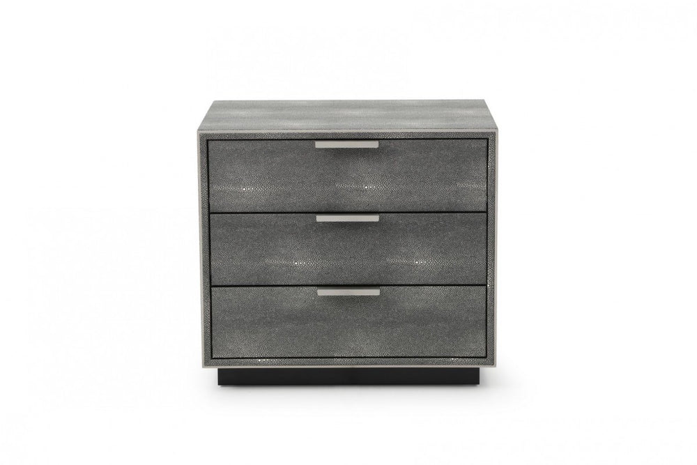 Homeroots 22" Gray Shagreen Three Drawer Nightstand   491584