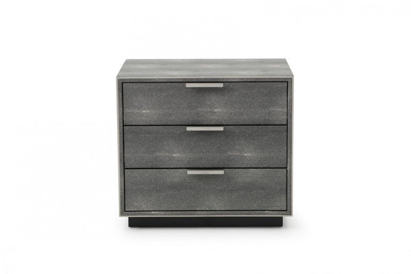 Homeroots 22" Gray Shagreen Three Drawer Nightstand   491584