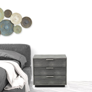 Homeroots 22" Gray Shagreen Three Drawer Nightstand   491584