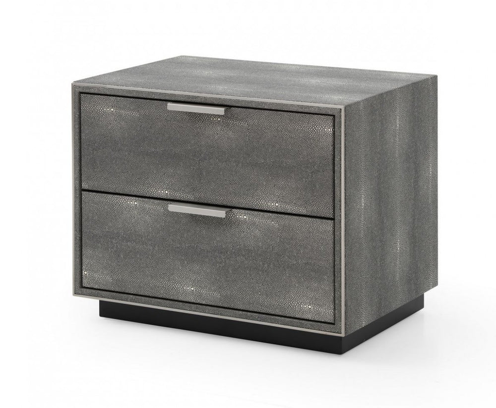 Homeroots 19" Gray Shagreen Two Drawer Nightstand   491585