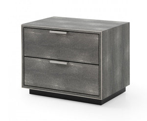 Homeroots 19" Gray Shagreen Two Drawer Nightstand   491585