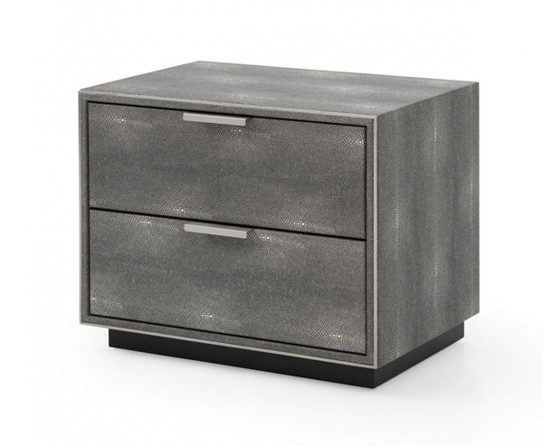 Homeroots 19" Gray Shagreen Two Drawer Nightstand   491585