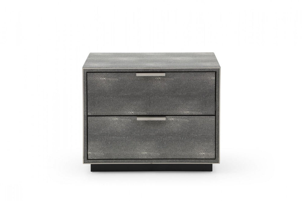 Homeroots 19" Gray Shagreen Two Drawer Nightstand   491585