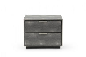 Homeroots 19" Gray Shagreen Two Drawer Nightstand   491585