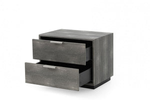 Homeroots 19" Gray Shagreen Two Drawer Nightstand   491585