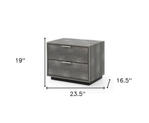 Homeroots 19" Gray Shagreen Two Drawer Nightstand   491585