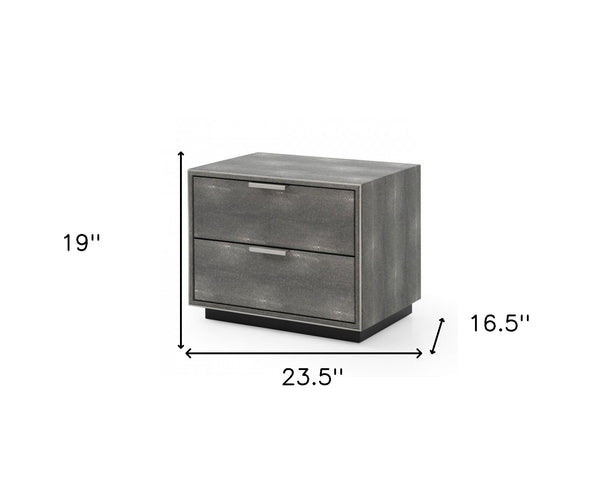 Homeroots 19" Gray Shagreen Two Drawer Nightstand   491585