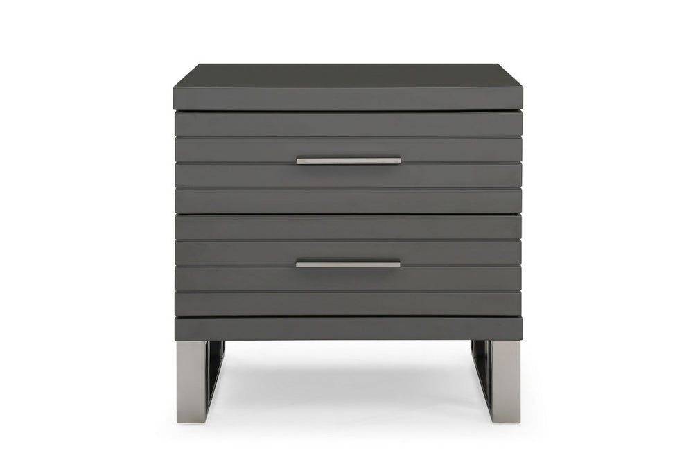 Homeroots 23" Silver And Gray Two Drawer Nightstand   491586