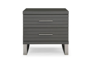 Homeroots 23" Silver And Gray Two Drawer Nightstand   491586