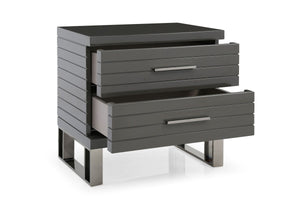 Homeroots 23" Silver And Gray Two Drawer Nightstand   491586
