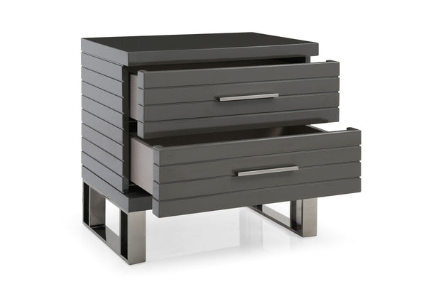 Homeroots 23" Silver And Gray Two Drawer Nightstand   491586
