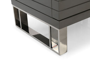 Homeroots 23" Silver And Gray Two Drawer Nightstand   491586