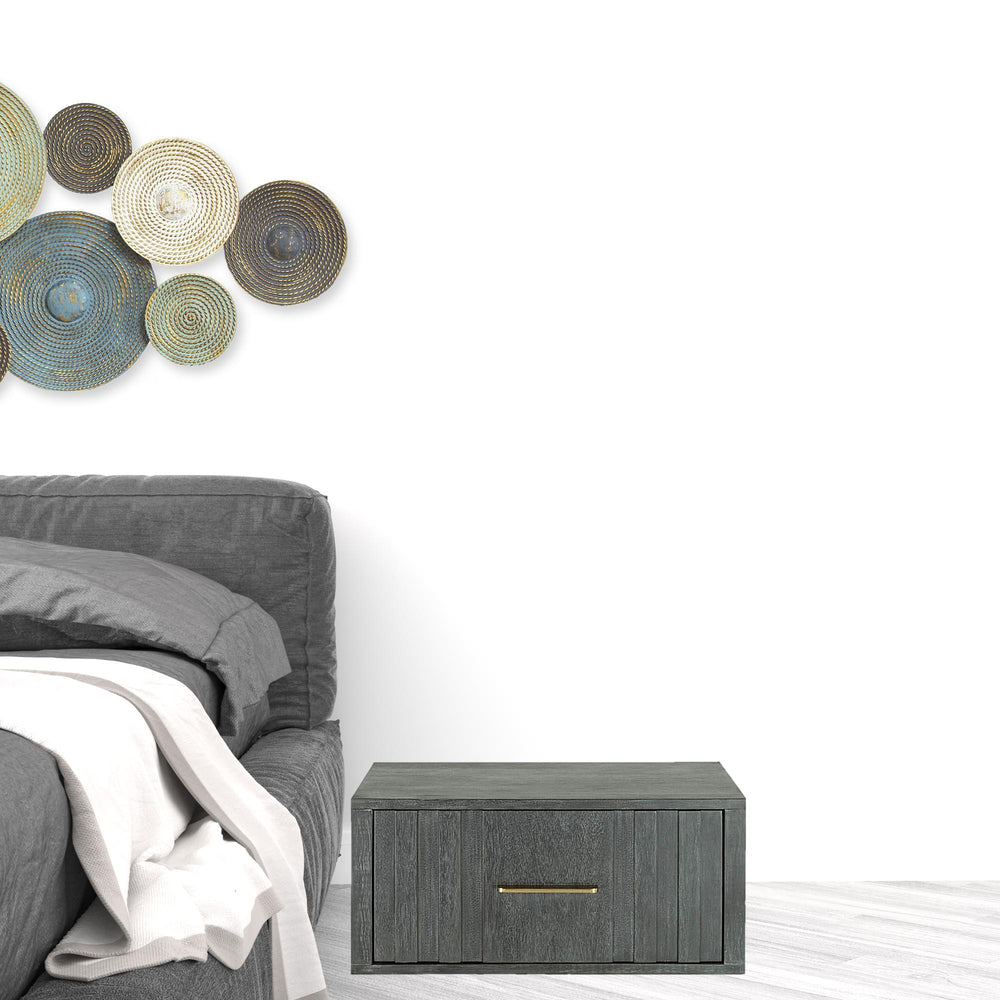 Homeroots 12" Gray Low One Drawer Nightstand   491589