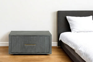 HomeRoots 12" Gray Nightstand - Modern Solid & Manufactured Wood One-Drawer Storage for Bedroom & Home Decor 491589