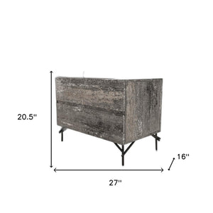 Homeroots 21" Distressed Gray Two Drawer Nightstand   491590
