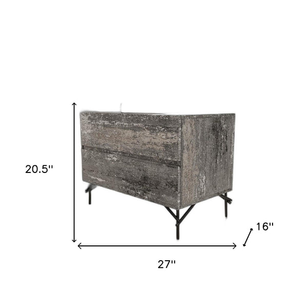 Homeroots 21" Distressed Gray Two Drawer Nightstand   491590